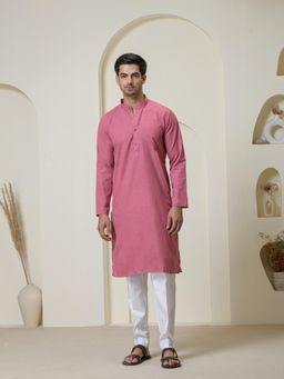 SATWAA - Blush Pink Solid Men Kurta
