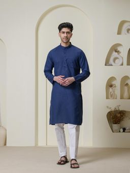 SATWAA - Deep Blue Solid Men Kurta