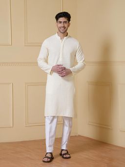 SATWAA - Ivory Elegance Chikankari Men Kurta