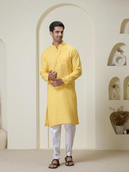 SATWAA - Sunshine Yellow Solid Men Kurta