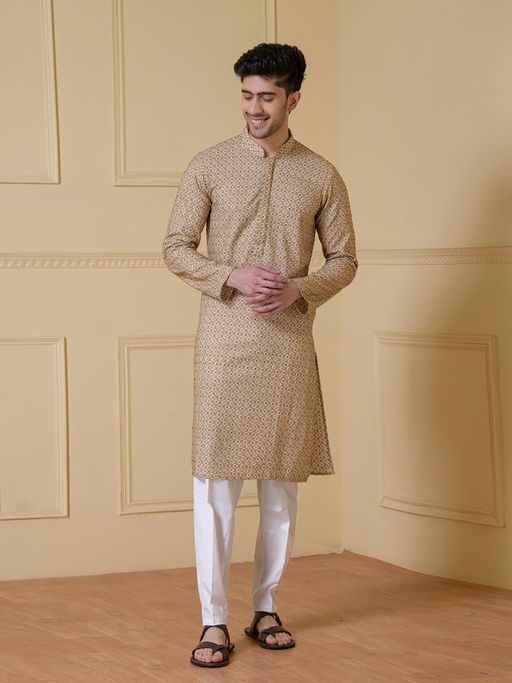 SATWAA Earthy Elegance Embroidered Men Kurta