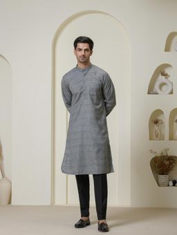 SATWAA - Cement Grey Khadi Men Kurta