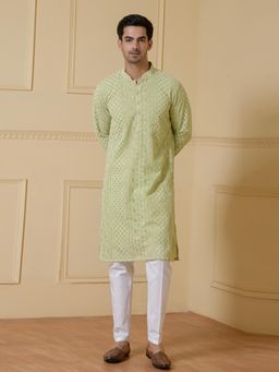 SATWAA - Minty Green Heritage Men Kurta