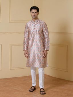 SATWAA - Pastel Melange Printed Men Kurta
