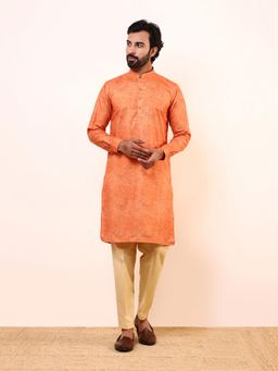 SATWAA - Rustic Orange Solid Men Kurta