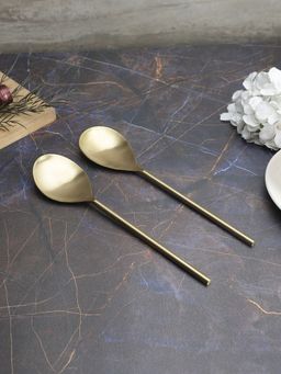 VarEesha - Imperial Matt Gold Stainless Steel Serving Spoons Set of Two