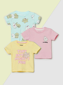 max - Girls Printed T-Shirts (Pack of 3)