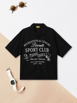 max - Boys Peanuts Printed Oversized Polo T-Shirt