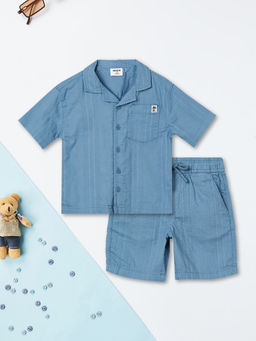 max - Boys Textured Shirt With Shorts Set