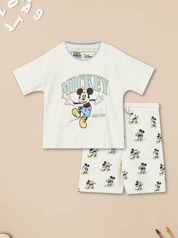 max - Boys Mickey Print T-Shirt With Shorts