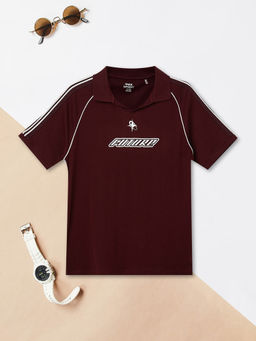 max - Boys Printed Polo T-Shirt Maroon