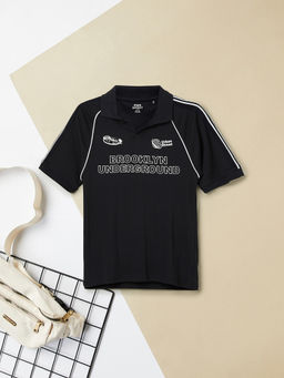 max - Boys Printed Polo T-Shirt Black