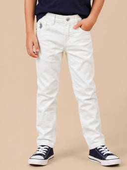 U.S. POLO ASSN. - Kids Boys Slim Fit White Jeans