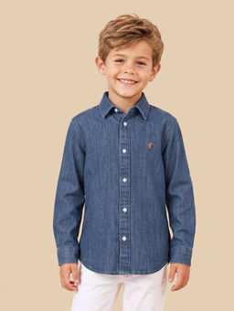 U.S. POLO ASSN. - Kids Boys Solid Regular Fit Shirt Blue
