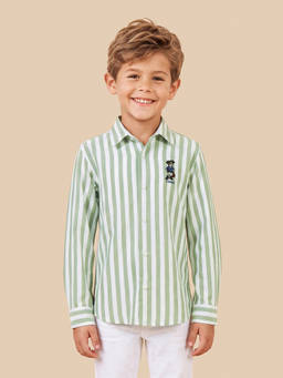 U.S. POLO ASSN. - Kids Boys Vertical Striped Oxford Shirt
