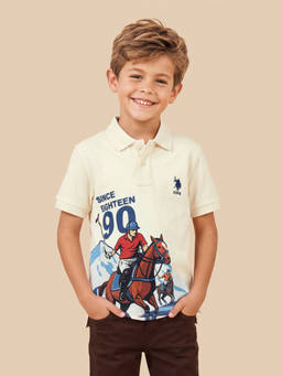 U.S. POLO ASSN. - Kids Boys Graphic Brand Printed Regular Fit Polo Shirt