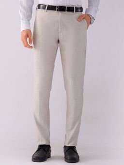 The Indian Garage Co - Men Slim Fit Self Design Mid-Rise Stretchable Formal Trousers