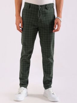 The Indian Garage Co - Men Slim Fit Checked Mid-Rise Stretchable Chinos