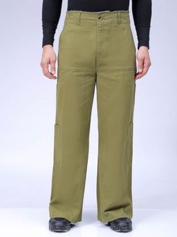 The Indian Garage Co - Men Loose Wide Leg Solid Mid-Rise Cargo Trousers