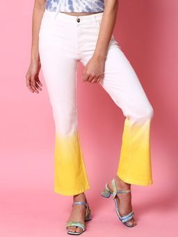 Freehand - Womens White Bootcut Solid High Rise Jeans