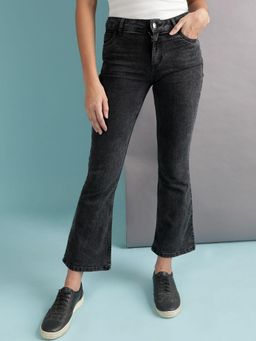 Freehand - Womens Grey Bootcut Solid High Rise Jeans