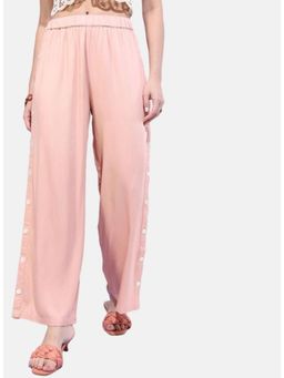 Freehand - Womens Pink Straight Solid High Rise Trouser