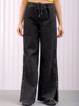 Freehand - Womens Black Flared Solid High Rise Jeans