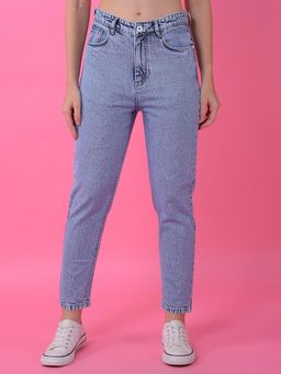 CRIMSOUNE CLUB - Womens Blue Relaxed Mom Fit Denim Jeans