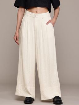 Label Ritu Kumar - Womens White Angie Flared Solid Pant