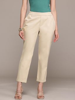 Label Ritu Kumar - Womens Beige Core Classic Ankle Pant