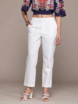 Label Ritu Kumar - Womens Ecru Core Classic Ankle Pant