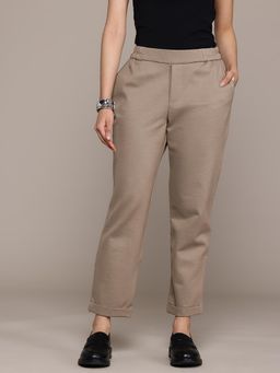 Label Ritu Kumar - Womens Taupe Core Classic Ankle Pant