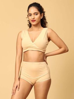 The Mom Store - Maternity Sleep Bra and Over Belly Support Panty -Beige (Set of 2)