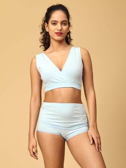 The Mom Store - Maternity Sleep Bra and Over Belly Support Panty -Blue (Set of 2)