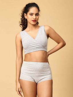 The Mom Store - Maternity Sleep Bra and Over Belly Support Panty -Grey (Set of 2)