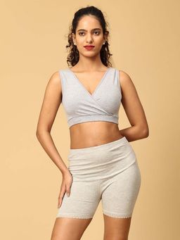 The Mom Store - Grey High Waist Boyshort and Maternity Sleep Bra (Set of 2)