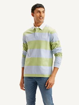 Levi's - Men Striped Light-Blue Polo T-Shirt