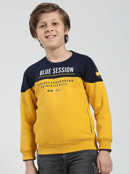Monte Carlo - Boys Mustard Printed Round Neck Sweatshirt