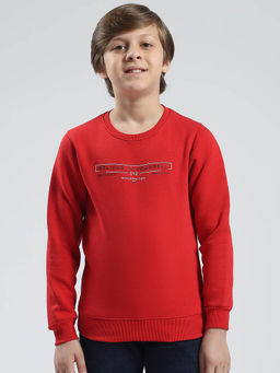 Monte Carlo - Boys Red Printed Round Neck Sweatshirt