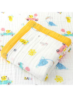 Baby Moo - Blissful Life 100% Muslin Cotton 6 Layer Breathable Blanket Yellow (12-18 Months)