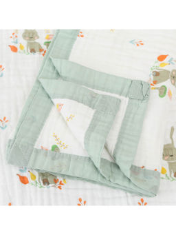 Baby Moo - Bunny Tales 100% Muslin Cotton 6 Layer Breathable Blanket Grey (12-18 Months)