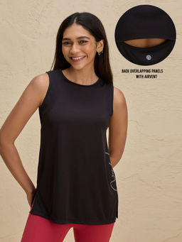 Nykd by Nykaa - Quick Dry Stylised Tank Top Longline NYK034 Jet Black