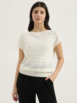 United Colors of Benetton - Boat Neck Self Design Top