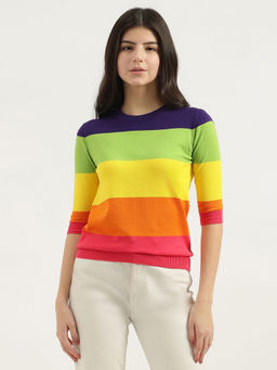 United Colors of Benetton - Round Neck Colorblock Top