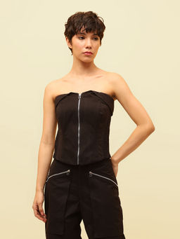 ONLY - Zip-Front Bandeau Top