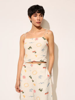 ONLY - Off White Cropped Top