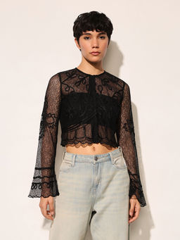 ONLY - Sheer Lace Crop Top