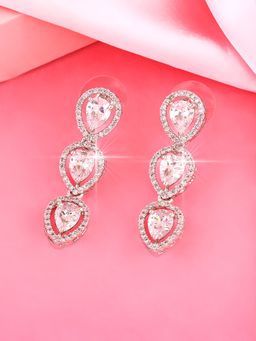 Estele - Rhodium Plated CZ Precious Pears Earrings for Women