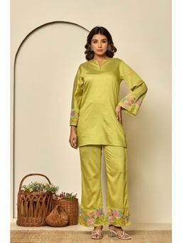 Kasya - Green Embroidered Viscose Co-Ord Set (Set of 2)