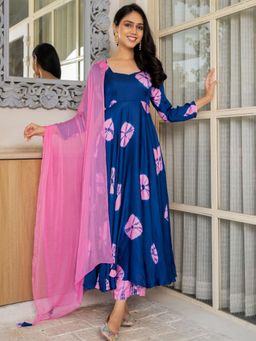 HOUSE OF JAMOTI - Neel Tara Anarkali Kurta with Pant and Dupatta (Set of 3)